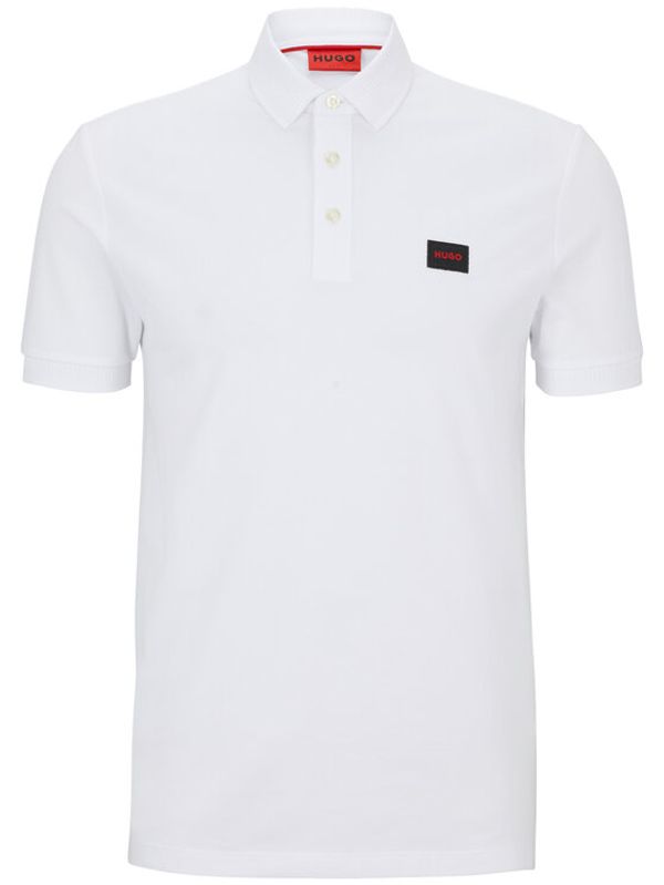 Hugo Hugo Тениска с яка и копчета 50490770 Бял Slim Fit