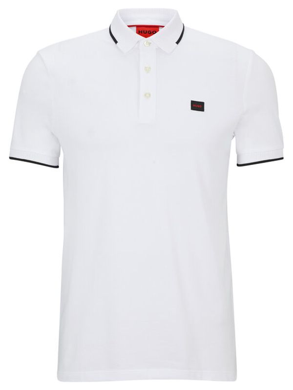 Hugo Hugo Тениска с яка и копчета 50490775 Бял Slim Fit