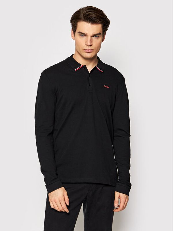 Hugo Hugo Тениска с яка и копчета Donol212 50447957 Черен Regular Fit