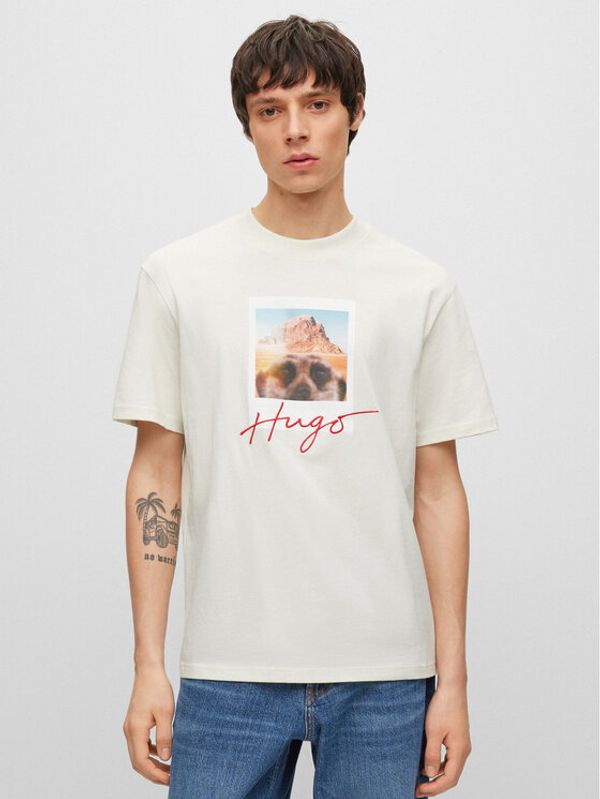 Hugo Hugo Тишърт 50494397 Бежов Relaxed Fit