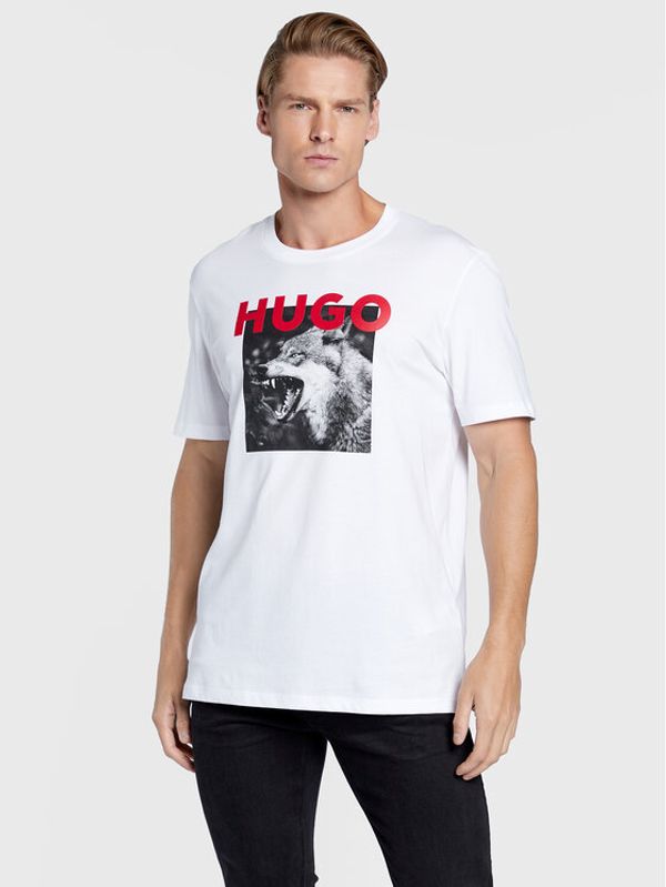 Hugo Hugo Тишърт Dupus 50477623 Бял Regular Fit