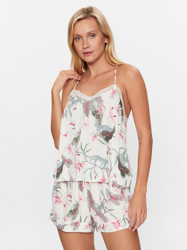 Hunkemöller Hunkemöller Тениска на пижама Jungle 202315 Бял Basic Fit