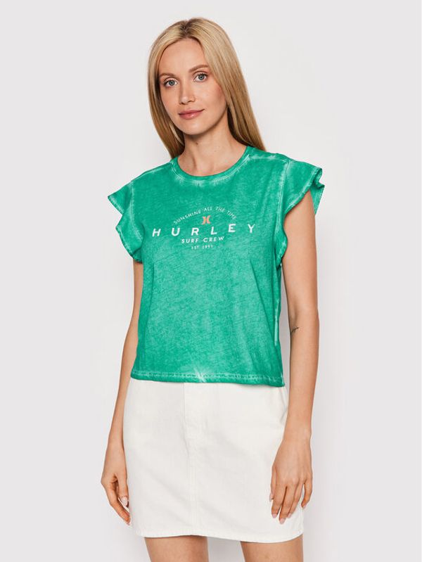 Hurley Hurley Тишърт Flutter 3HKS0391 Зелен Easy Fit