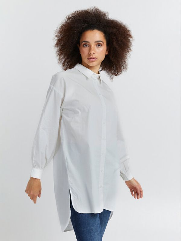 ICHI ICHI Риза 20116226 Бял Relaxed Fit