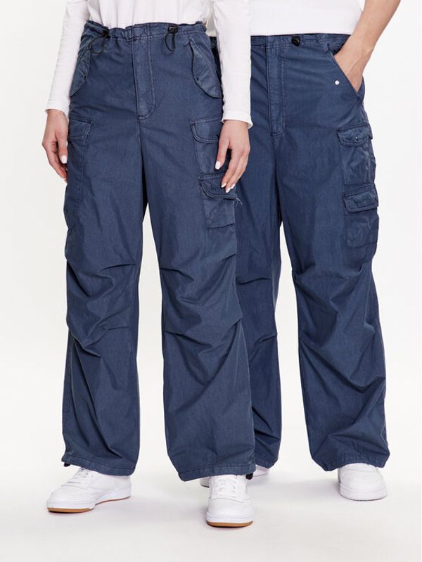 iets frans… iets frans… Текстилни панталони IF NAVY POPLIN 75502948 Тъмносин Baggy Fit