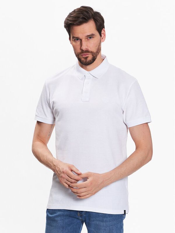 INDICODE INDICODE Тениска с яка и копчета Abbortsford 40-352 Бял Regular Fit