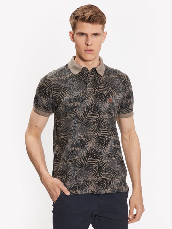 INDICODE INDICODE Тениска с яка и копчета Calhoun 40-772 Сив Regular Fit