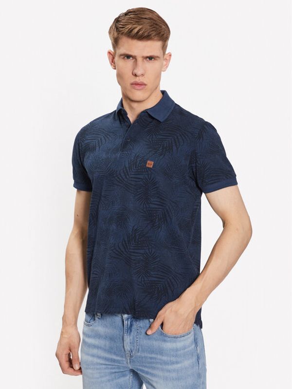 INDICODE INDICODE Тениска с яка и копчета Calhoun 40-772 Тъмносин Regular Fit