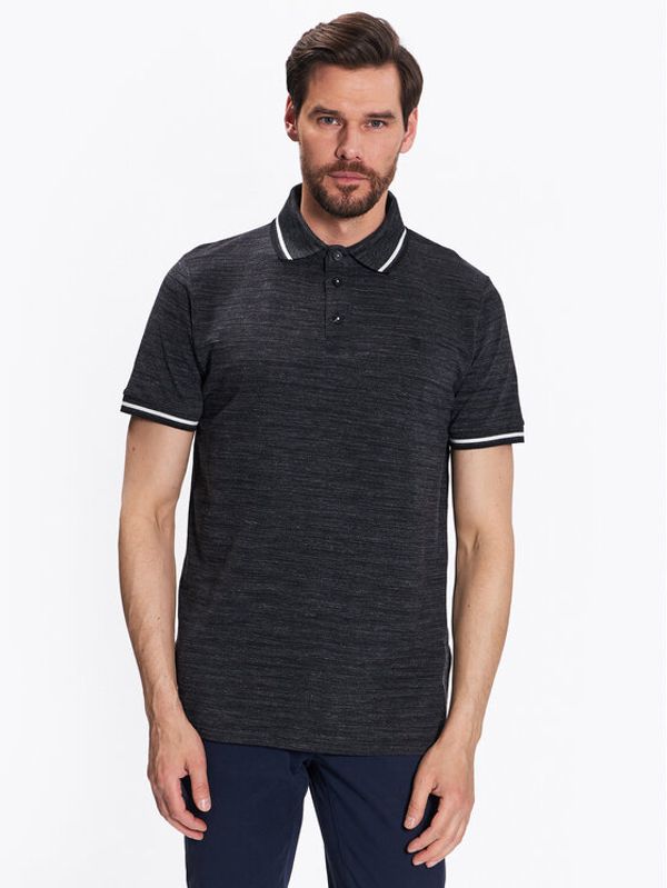 INDICODE INDICODE Тениска с яка и копчета Conley 40-317 Черен Regular Fit