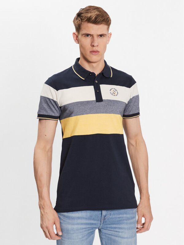 INDICODE INDICODE Тениска с яка и копчета Halls 40-937 Тъмносин Regular Fit