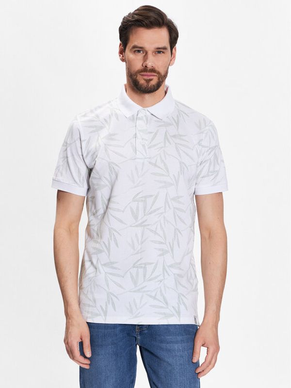 INDICODE INDICODE Тениска с яка и копчета Passo 40-851 Бял Regular Fit