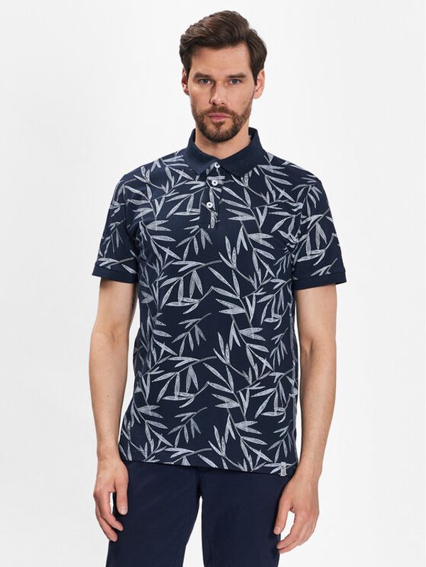 INDICODE INDICODE Тениска с яка и копчета Passo 40-851 Тъмносин Regular Fit