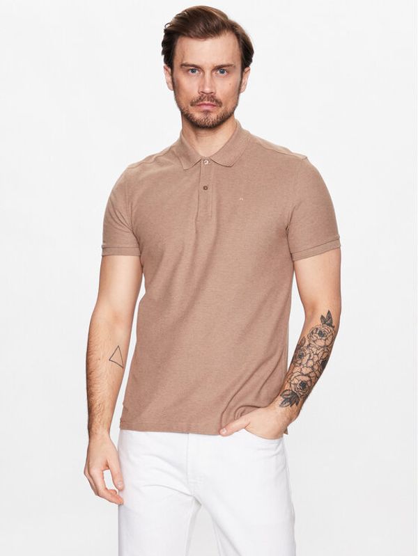 J.Lindeberg J.Lindeberg Тениска с яка и копчета FMJT07734 Бежов Regular Fit