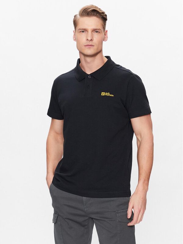 Jack Wolfskin Jack Wolfskin Тениска с яка и копчета Essential 1809301 Черен Regular Fit