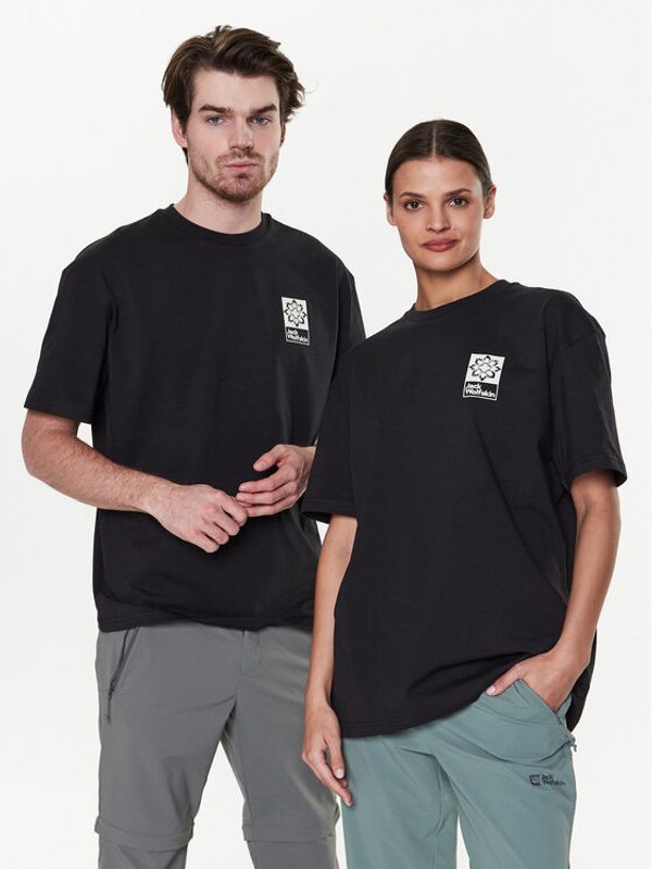 Jack Wolfskin Jack Wolfskin Тишърт Unisex Eschenheimer Back 1809081 Черен Regular Fit
