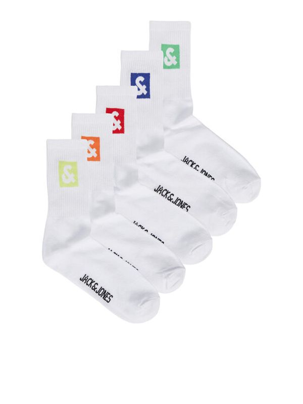 Jack&Jones Jack&Jones Комплект 5 чифта дълги чорапи мъжки 12241119 Бял