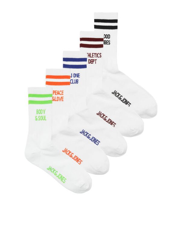 Jack&Jones Jack&Jones Комплект 5 чифта дълги чорапи мъжки 12246389 Бял
