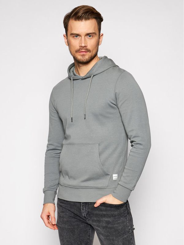 Jack&Jones Jack&Jones Суитшърт JJebasic Sweat Hood Nooos 12182537 Сив Regular Fit