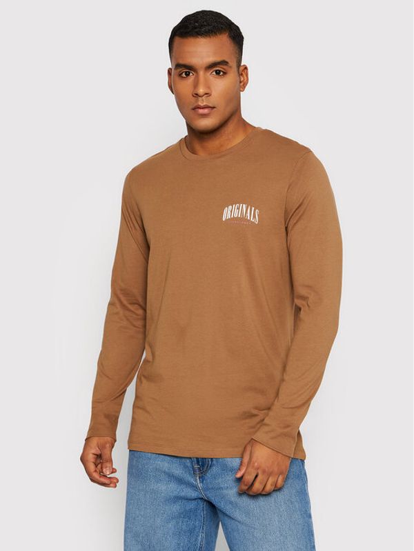 Jack&Jones Jack&Jones Тениска с дълъг ръкав Collage 12197883 Кафяв Regular Fit
