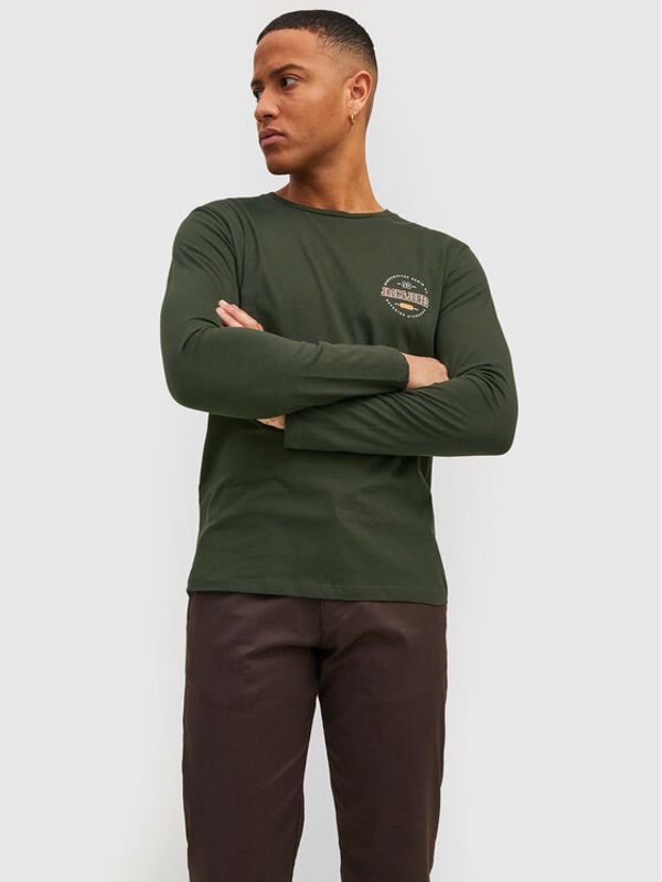 Jack&Jones Jack&Jones Тениска с дълъг ръкав Stamp 12211357 Зелен Regular Fit