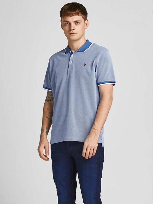 Jack&Jones Jack&Jones Тениска с яка и копчета 12169064 Син Regular Fit
