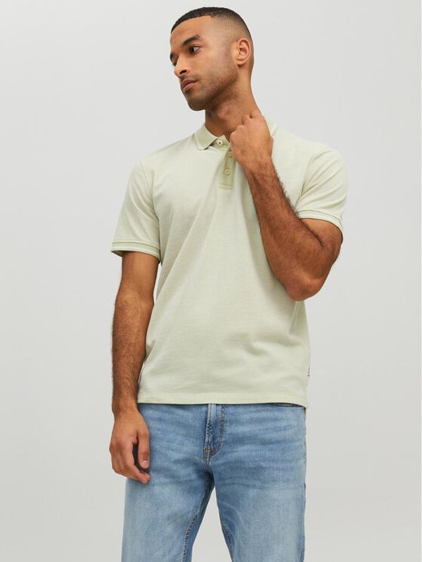 Jack&Jones Jack&Jones Тениска с яка и копчета 12169064 Зелен Regular Fit