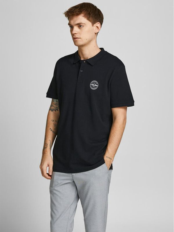 Jack&Jones Jack&Jones Тениска с яка и копчета 12205025 Черен Slim Fit