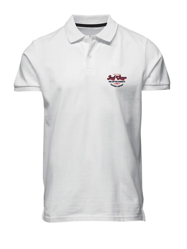 Jack&Jones Jack&Jones Тениска с яка и копчета 12223714 Бял Regular Fit