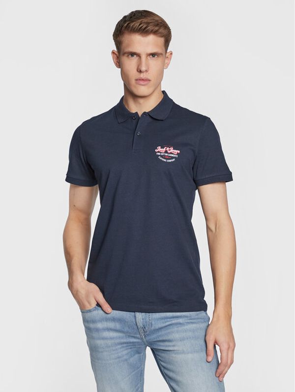 Jack&Jones Jack&Jones Тениска с яка и копчета 12223714 Син Regular Fit