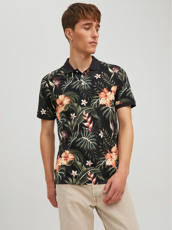 Jack&Jones Jack&Jones Тениска с яка и копчета 12225153 Черен Slim Fit