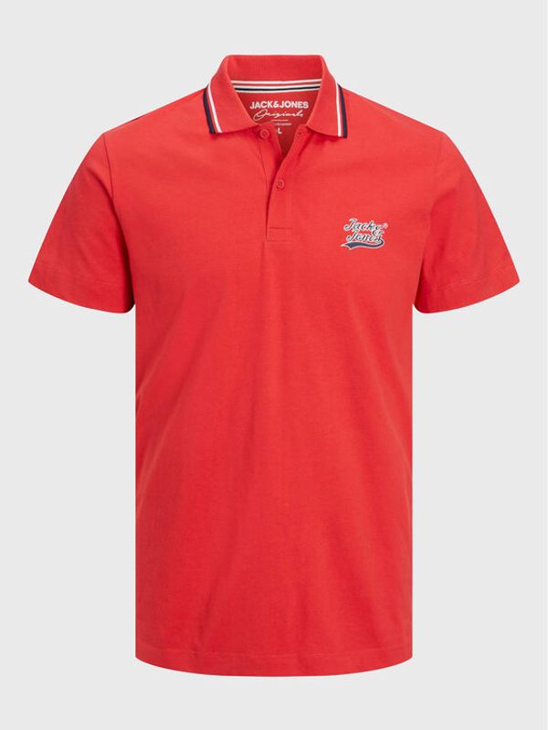 Jack&Jones Jack&Jones Тениска с яка и копчета 12228781 Червен Standard Fit