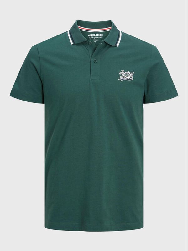 Jack&Jones Jack&Jones Тениска с яка и копчета 12228781 Зелен Standard Fit