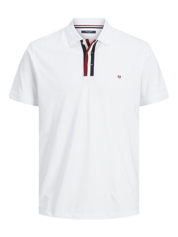 Jack&Jones Jack&Jones Тениска с яка и копчета 12229481 Бял Regular Fit