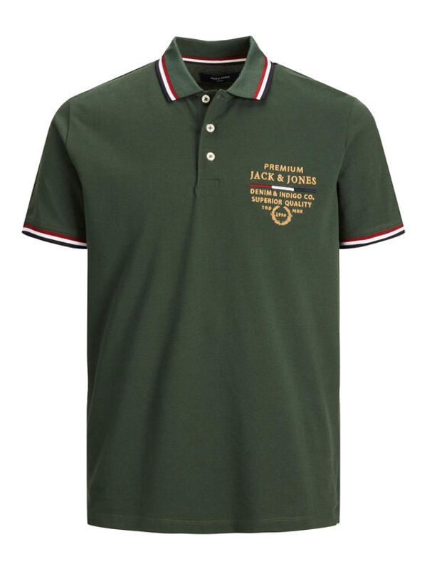 Jack&Jones Jack&Jones Тениска с яка и копчета 12236306 Зелен Regular Fit