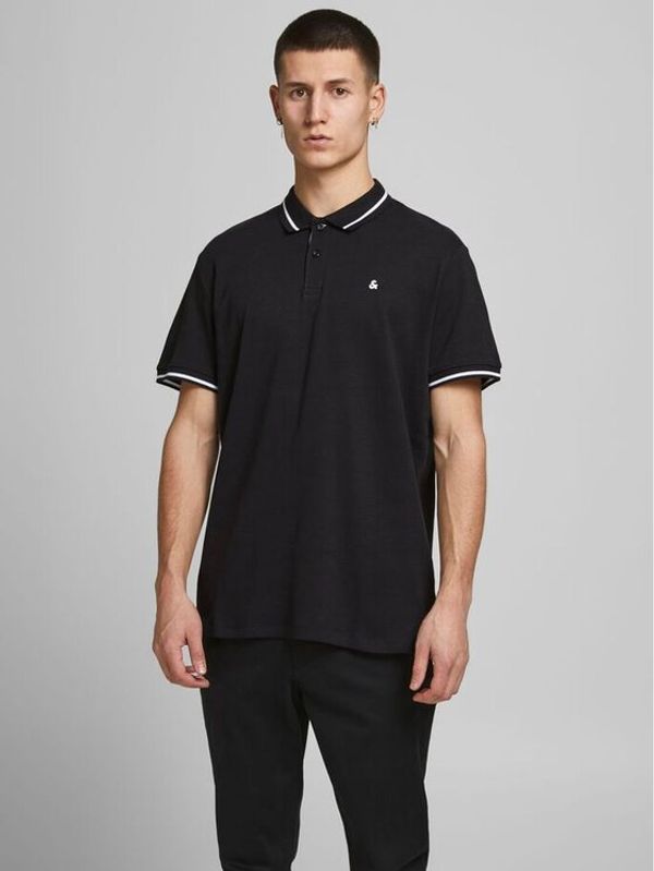 Jack&Jones Jack&Jones Тениска с яка и копчета Jersey 12180891 Черен Regular Fit