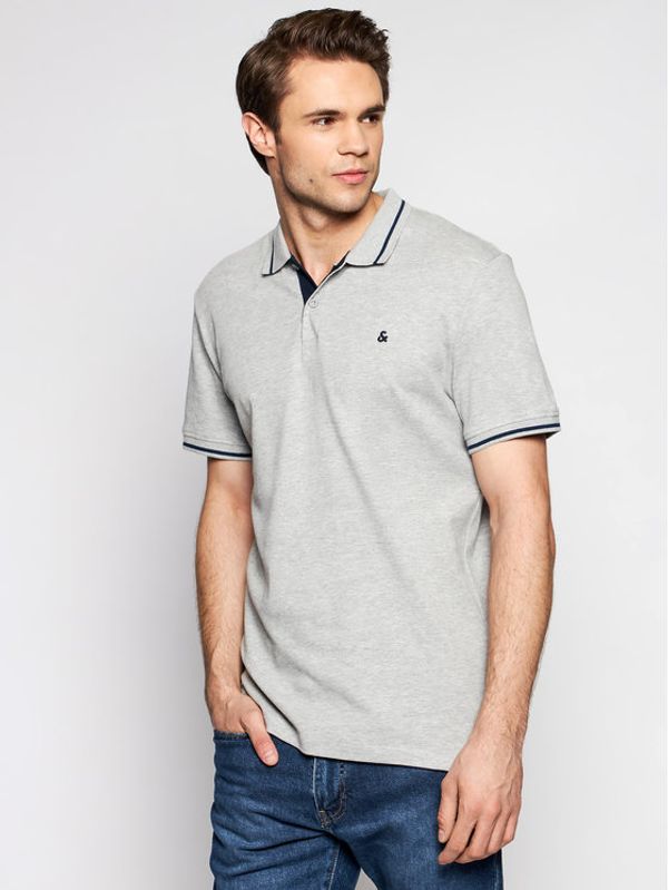 Jack&Jones Jack&Jones Тениска с яка и копчета Jersey 12180891 Сив Regular Fit