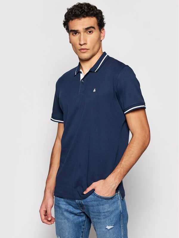 Jack&Jones Jack&Jones Тениска с яка и копчета Jersey 12180891 Тъмносин Regular Fit