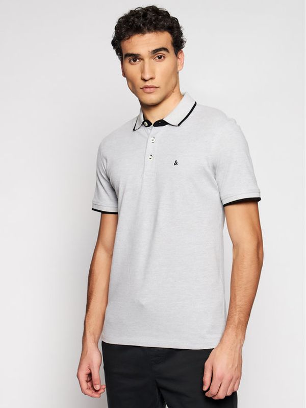Jack&Jones Jack&Jones Тениска с яка и копчета Paulos 12136668 Сив Slim Fit