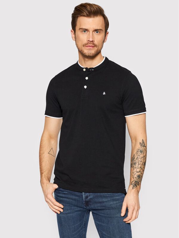 Jack&Jones Jack&Jones Тениска с яка и копчета Paulos 12199711 Черен Regular Fit