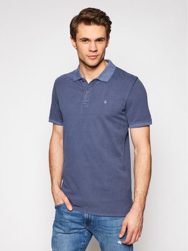 Jack&Jones Jack&Jones Тениска с яка и копчета Washed Polo 12180890 Тъмносин Slim Fit