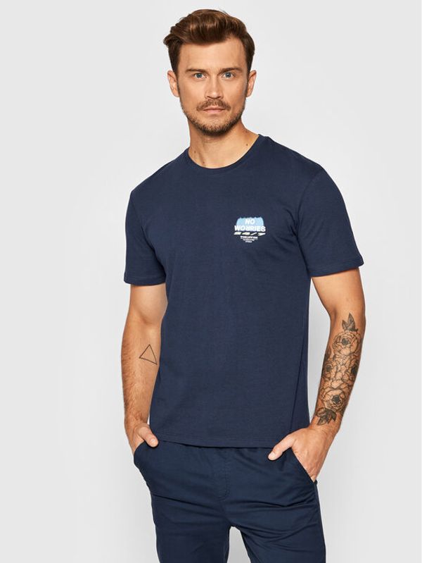 Jack&Jones Jack&Jones Тишърт Blurry 12193724 Тъмносин Relaxed Fit
