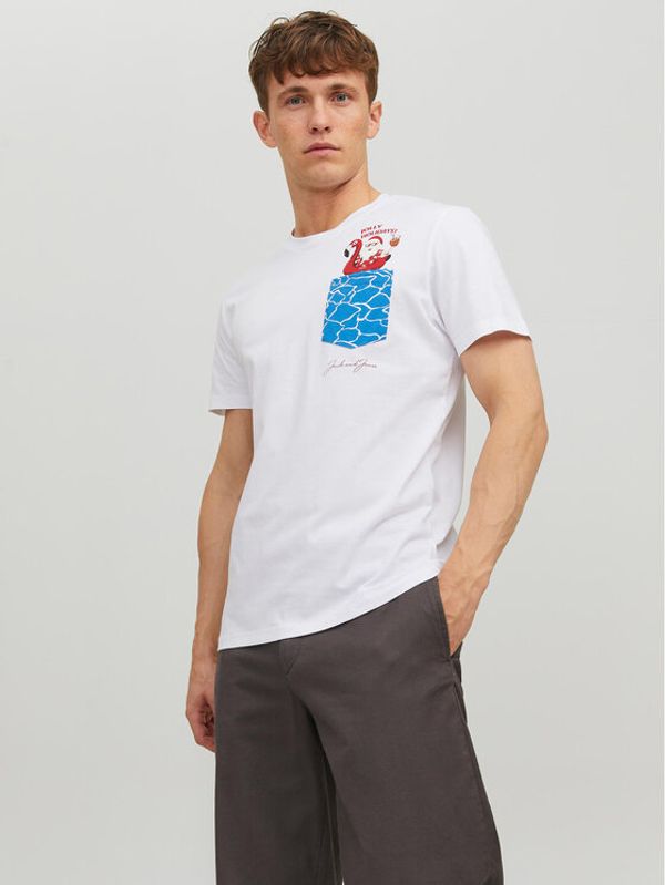 Jack&Jones Jack&Jones Тишърт Christmas 12221436 Бял Regular Fit
