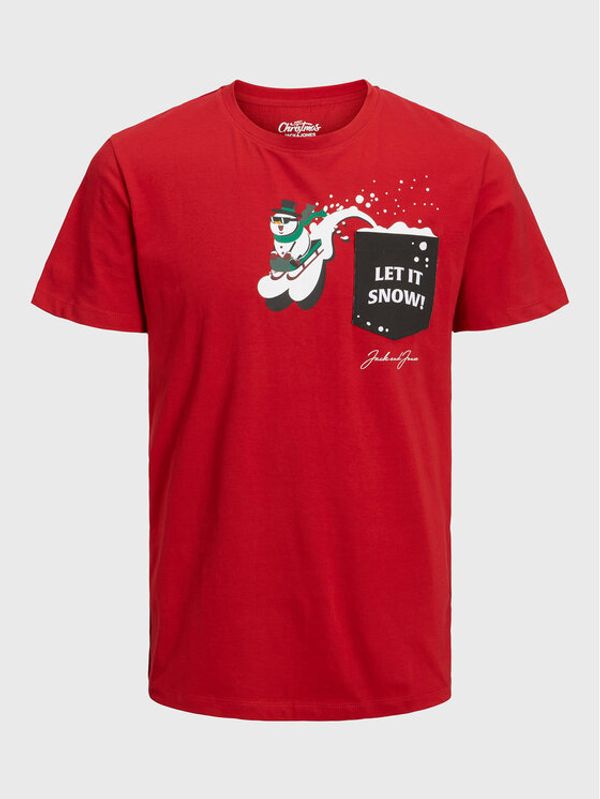 Jack&Jones Jack&Jones Тишърт Christmas 12221436 Червен Regular Fit