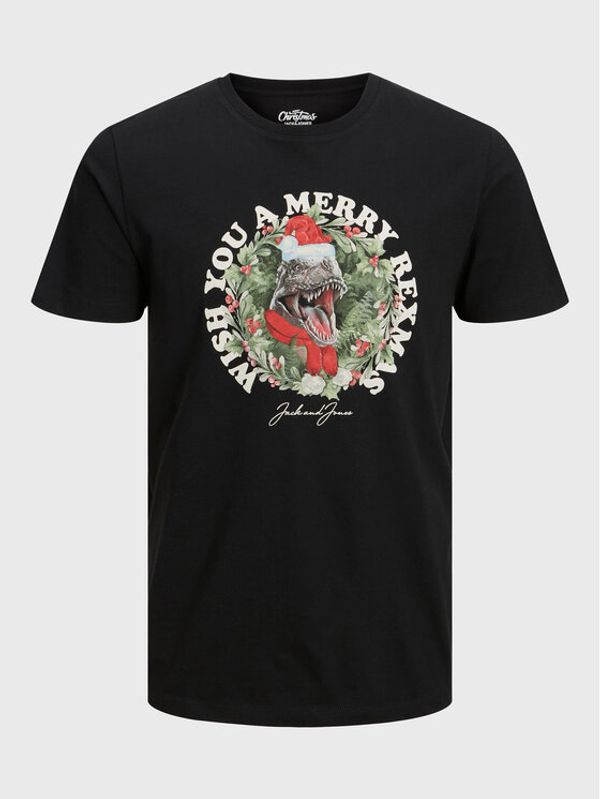 Jack&Jones Jack&Jones Тишърт Christmas 12221440 Черен Regular Fit