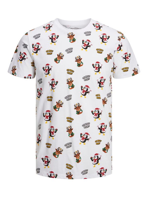 Jack&Jones Jack&Jones Тишърт Christmas 12221442 Бял Regular Fit
