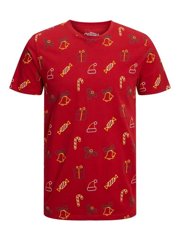 Jack&Jones Jack&Jones Тишърт Christmas 12221442 Червен Regular Fit