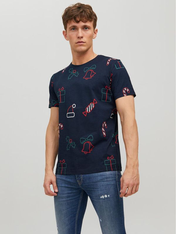 Jack&Jones Jack&Jones Тишърт Christmas 12221442 Тъмносин Regular Fit