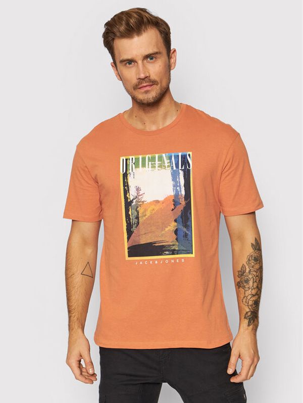 Jack&Jones Jack&Jones Тишърт Collage 12197827 Оранжев Relaxed Fit