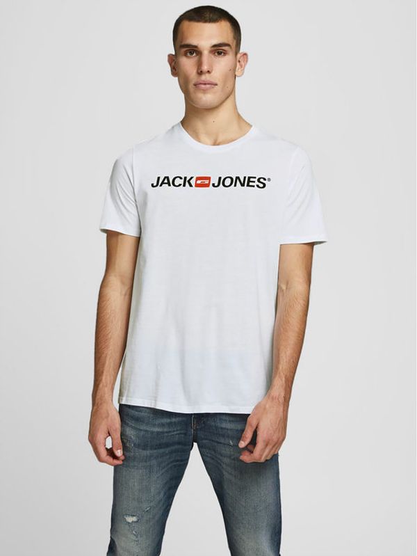 Jack&Jones Jack&Jones Тишърт Corp Logo 12137126 Бял Slim Fit