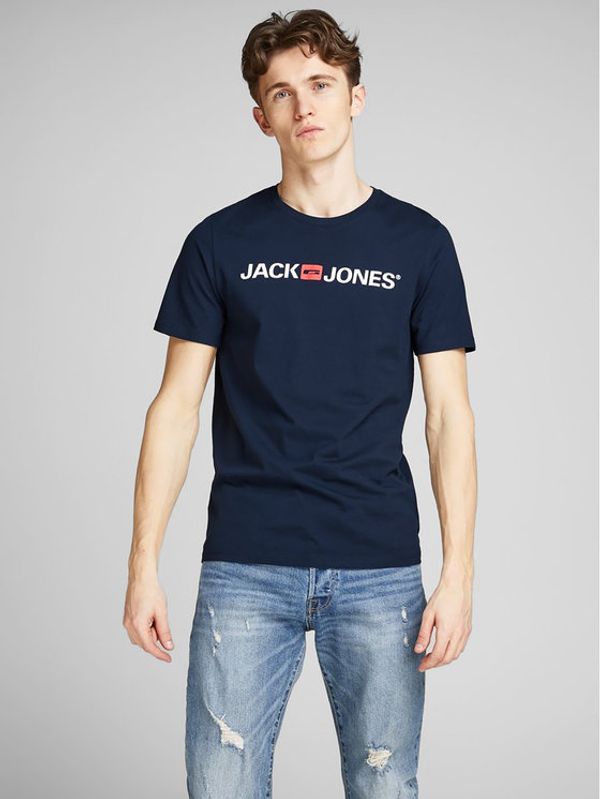 Jack&Jones Jack&Jones Тишърт Corp Logo 12137126 Тъмносин Slim Fit